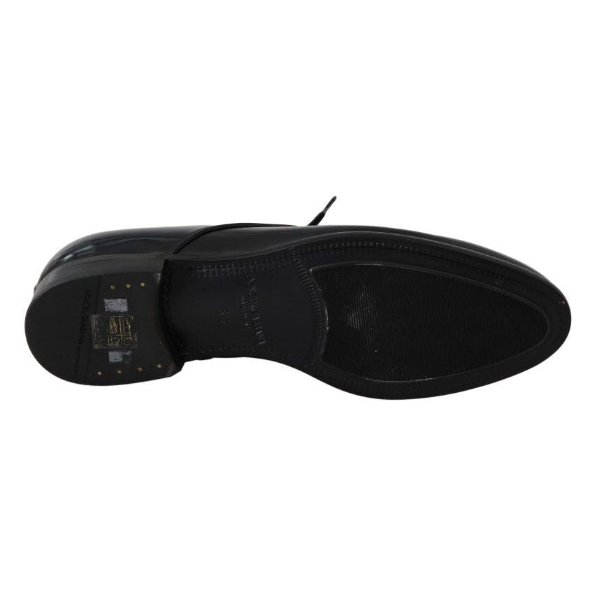 Dolce & Gabbana Blue Leather Polished Dress Derby Shoes