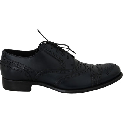 Dolce & Gabbana Dark Blue Leather Wingtip Oxford Dress Shoes