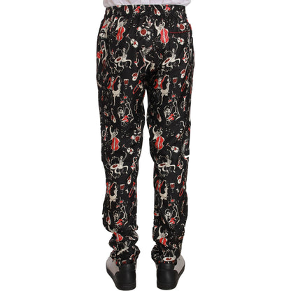Dolce & Gabbana Red Musical Instrument Print Sleepwear Pants
