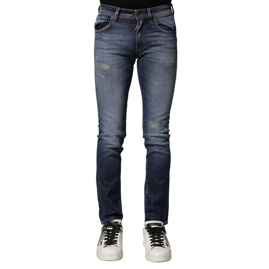 Dolce & Gabbana Blue Washed Cotton Slim Fit Men Denim Jeans