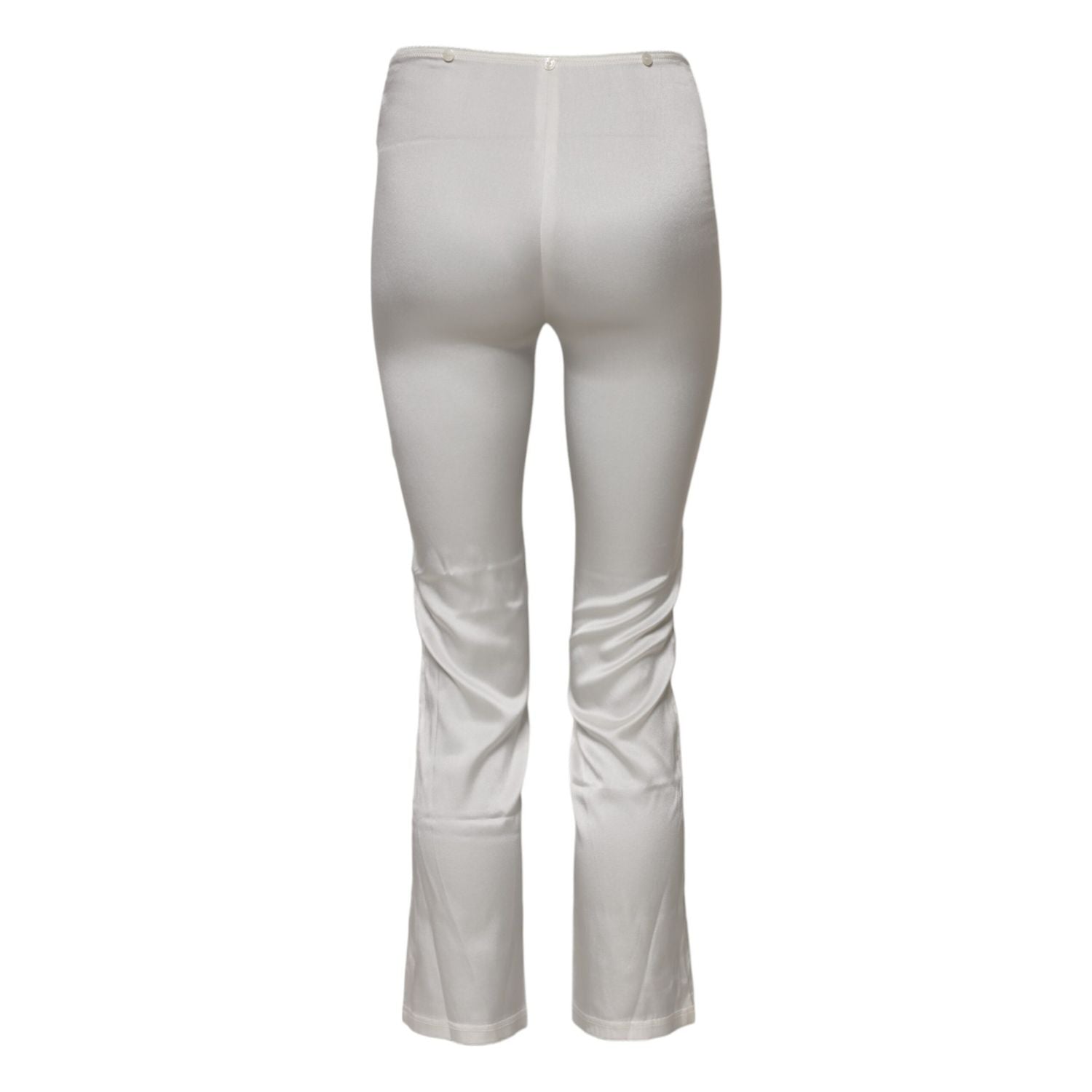 Dolce & Gabbana Ivory Silk Tapered High Waist Pants