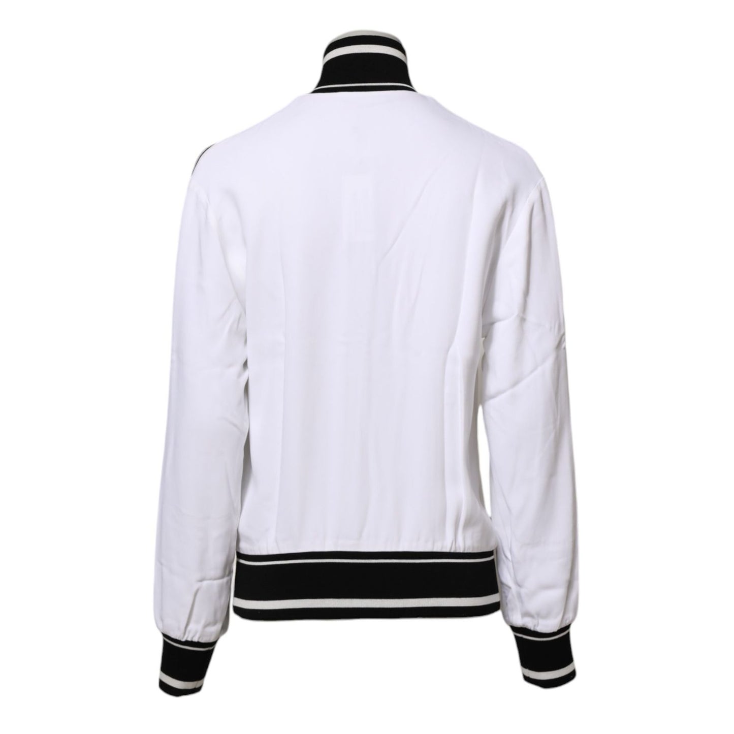 Dolce & Gabbana White Viscose Logo Women Full Zip Jacket