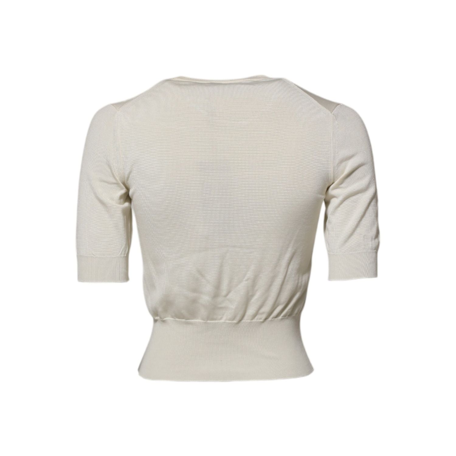 Dolce & Gabbana White Silk Short Sleeves Blouse Pullover Top