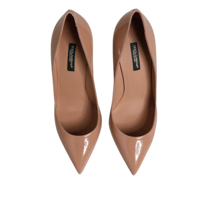 Dolce & Gabbana Beige Patent Leather Stiletto Heel Pump Shoes