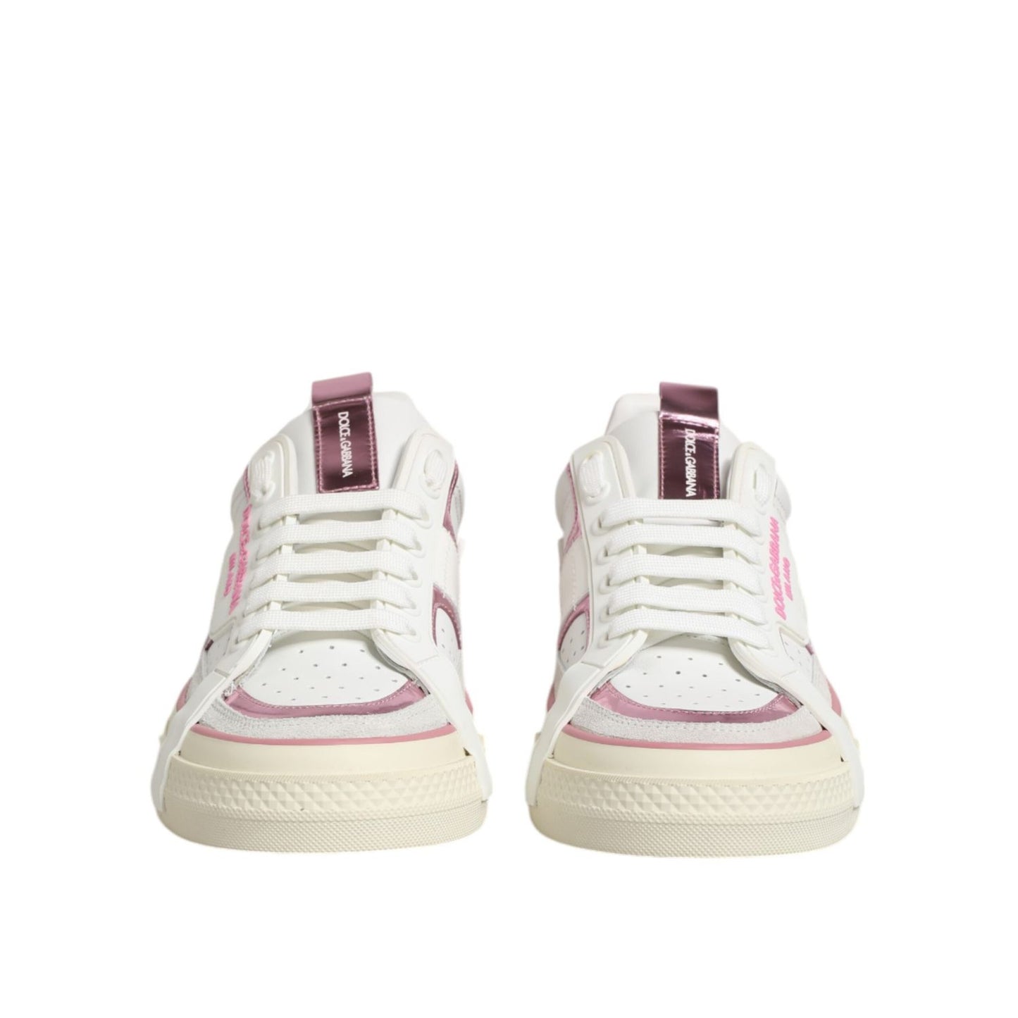 Dolce & Gabbana White Leather DG Logo Low Top Sneakers Shoes