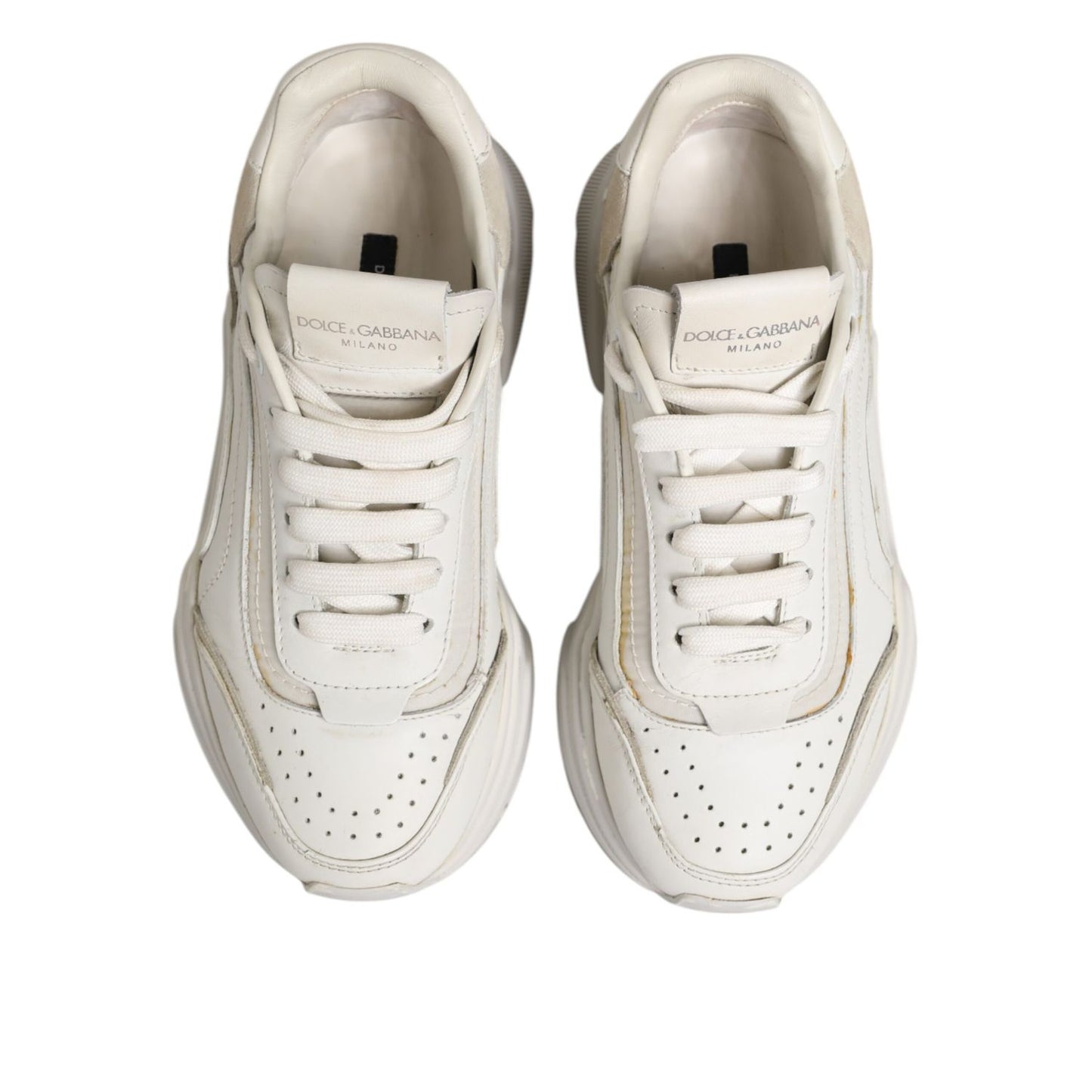 Dolce & Gabbana White DAYMASTER Calf Leather Sneakers Shoes