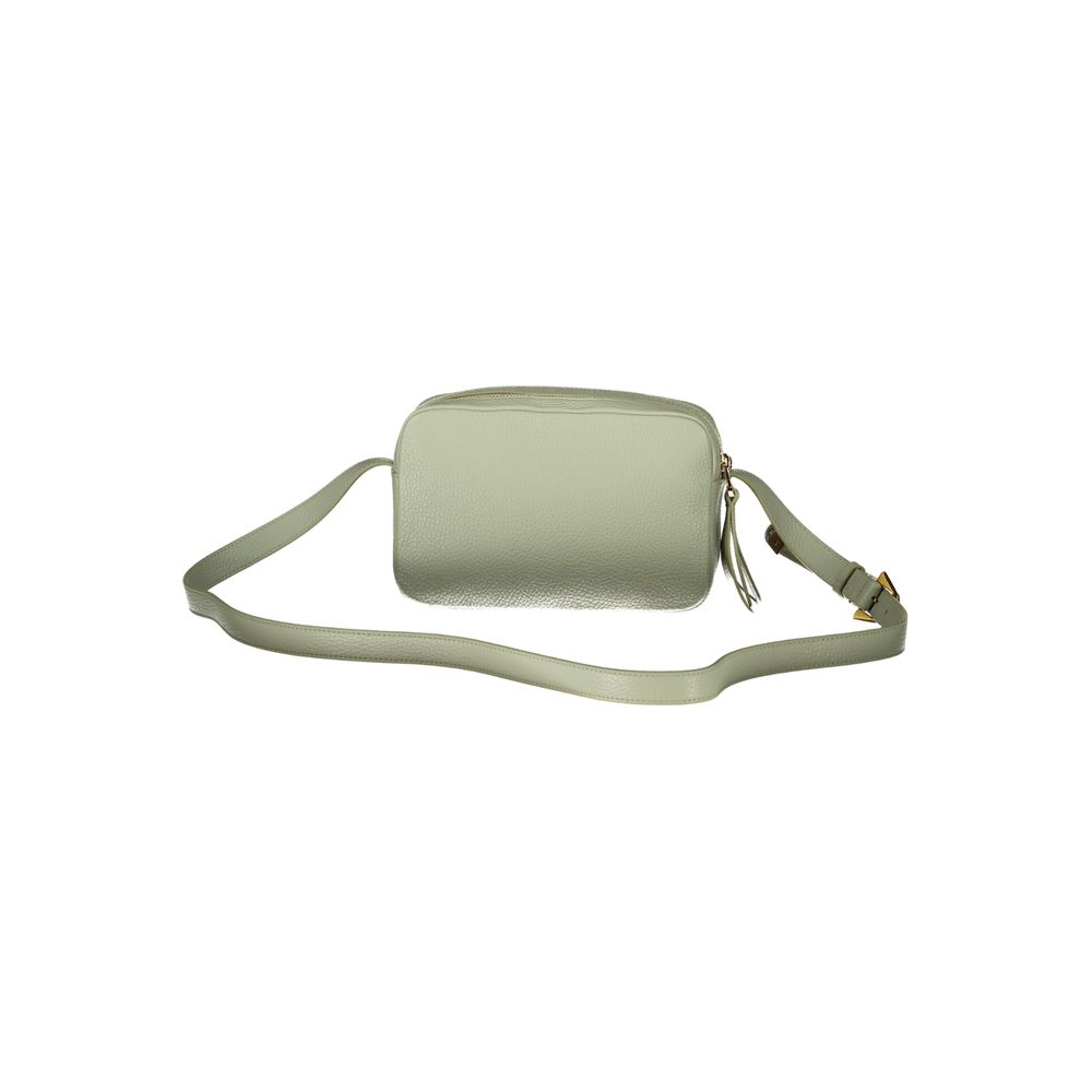 Coccinelle Green Leather Handbag with adjustable shoulder strap, 2 compartments, and zip closure. Stylish and versatile for any occasion.