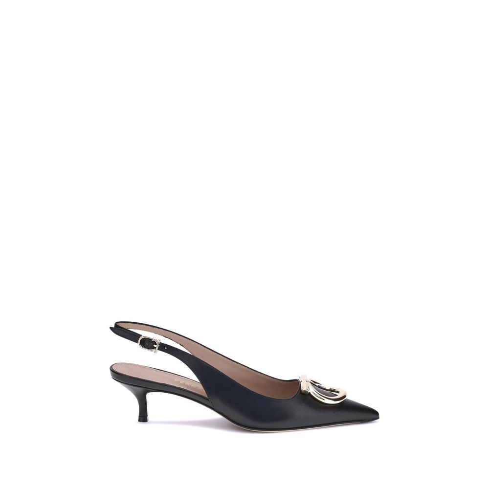 Ferragamo Black Calf Leather Bos Taurus Pumps