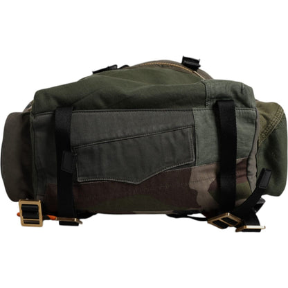 Dolce & Gabbana Military Green Patchwork Rucksack Backpack Bag