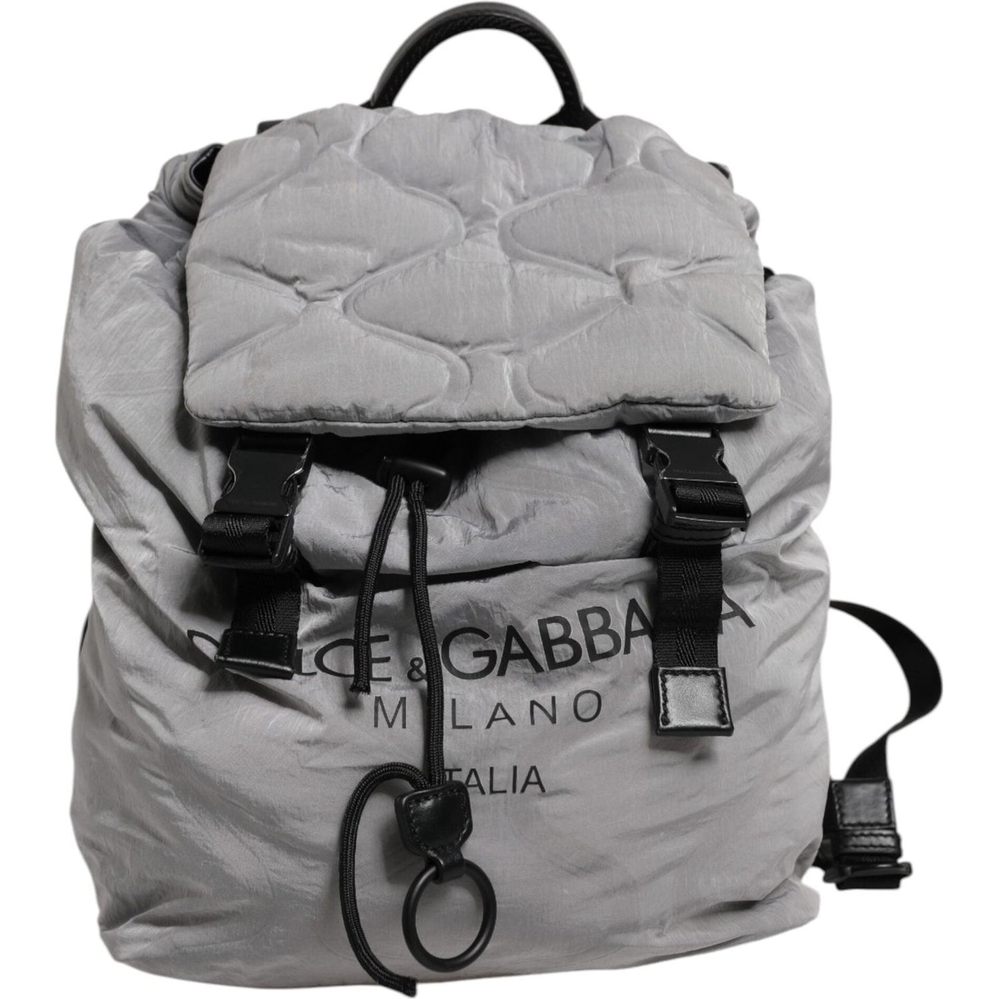 Dolce & Gabbana Gray Milano Print Drawstring Travel Backpack Bag