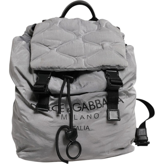 Dolce & Gabbana Gray Milano Print Drawstring Travel Backpack Bag