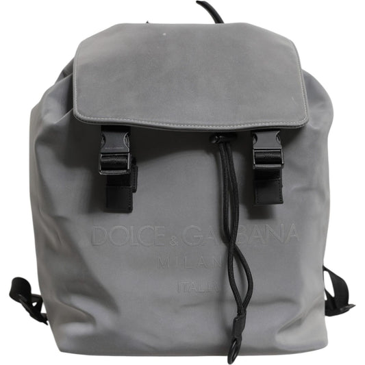 Dolce & Gabbana Gray Palermo Reflector Buckles Drawstring Backpack Bag