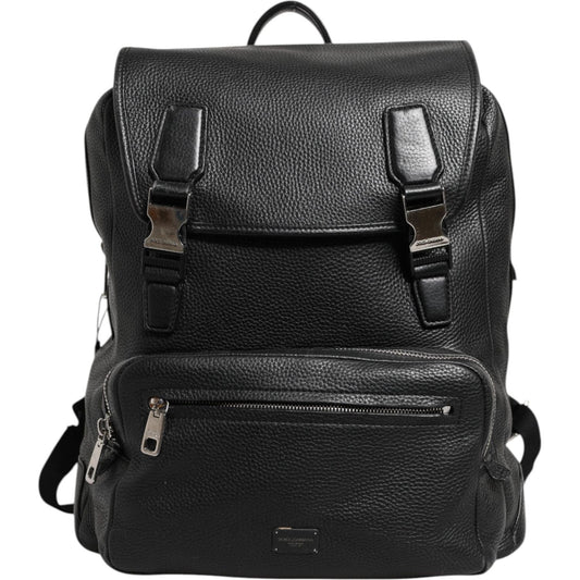 Dolce & Gabbana Black Palermo Backpack Hammered Calfskin Leather Bag