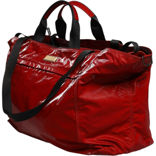 Dolce & Gabbana Red Nylon Hand Shoulder Duffel Travel Bag