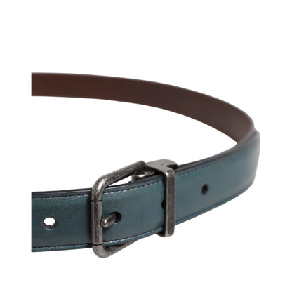 Dolce & Gabbana Green Classic Leather Metal Logo Buckle Belt