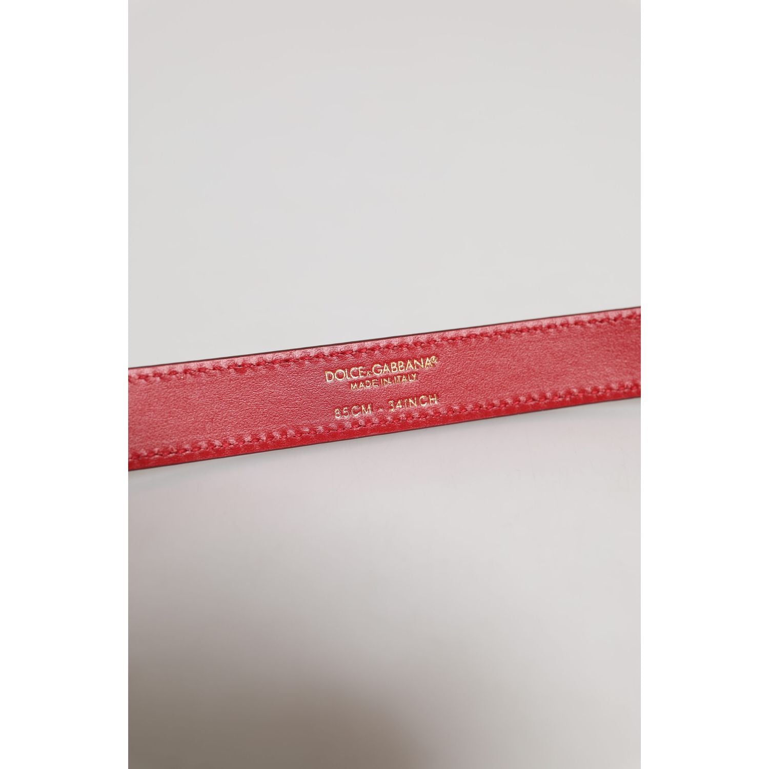 Dolce & Gabbana Red Logo Engraved Metal Waist Buckle Belt