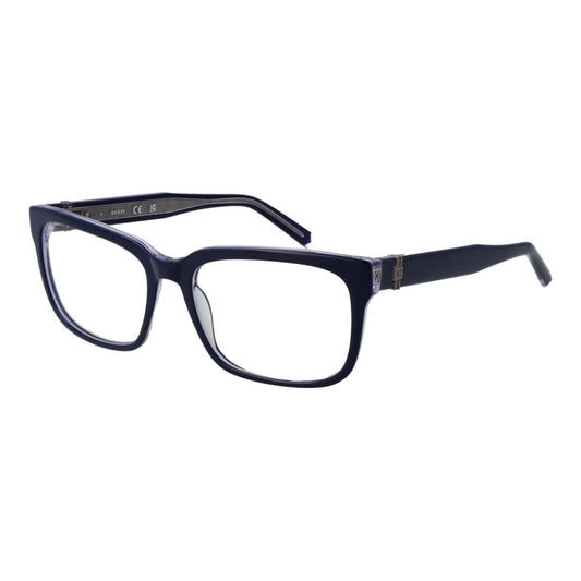 Guess Blue Men Glasses Frame, Rectangle Full-Rim Acetate, Size 56-17-150, Spring Hinge, Blue Frame, Demo Lenses, Branded Case Included.