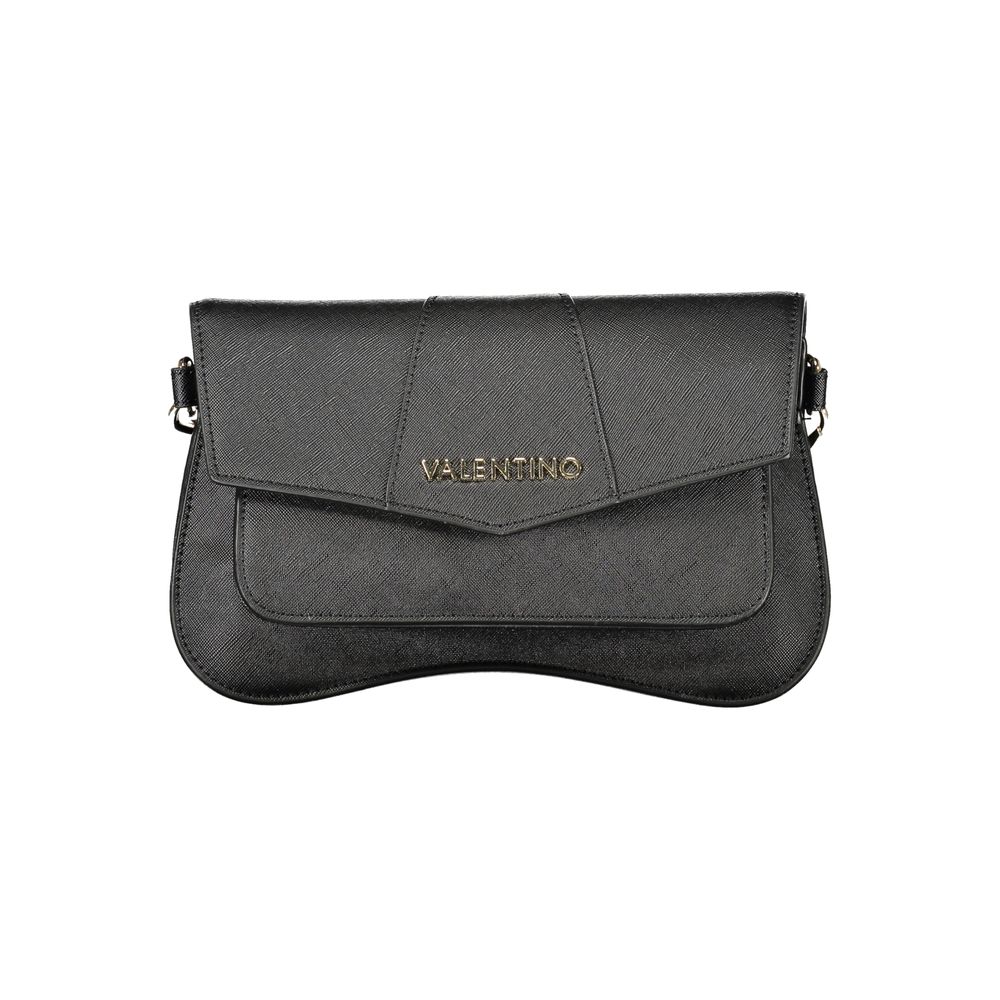 Mario Valentino Black Polyethylene Women Handbag with removable shoulder handle and adjustable strap on display.