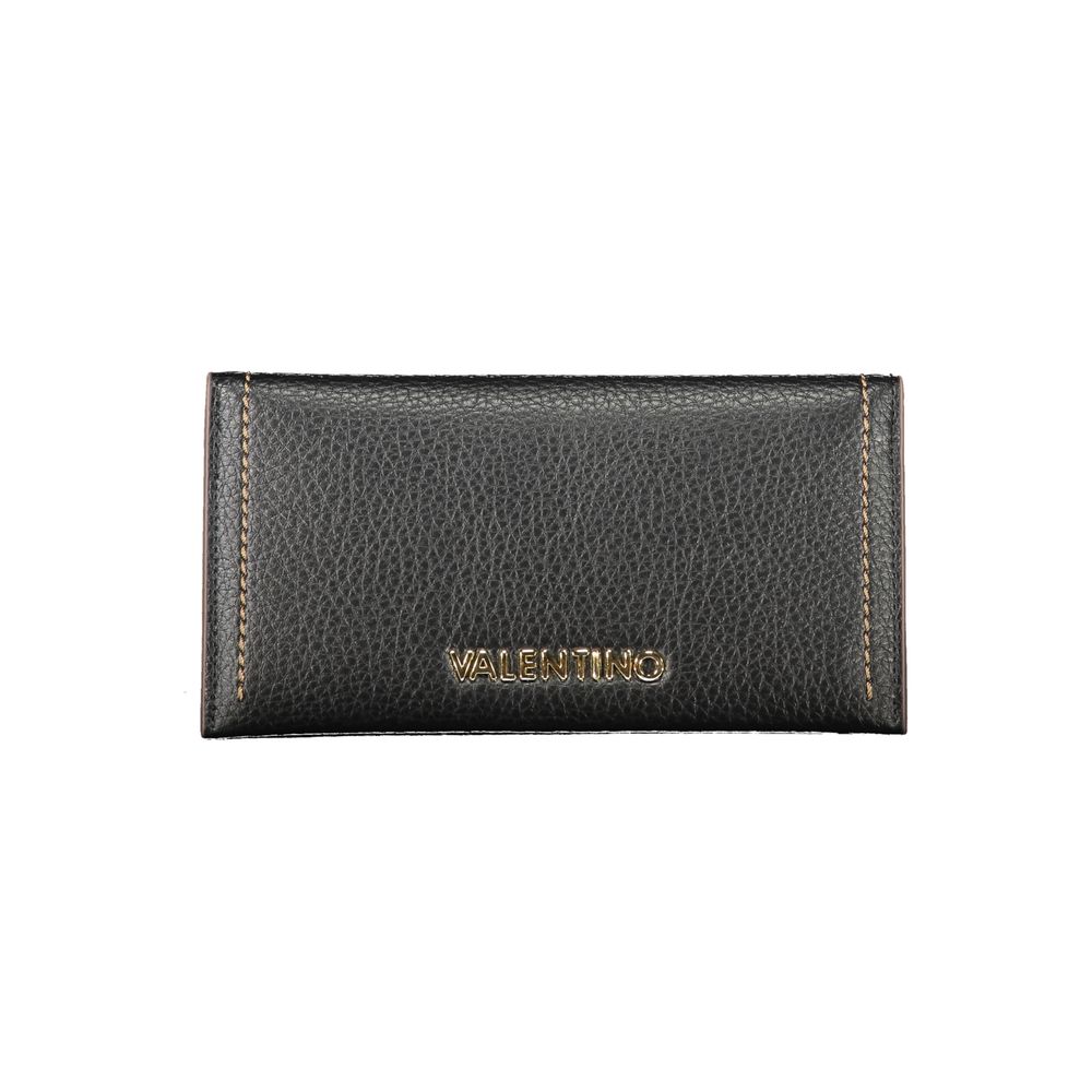 Mario Valentino Black Polyethylene Women Wallet with elegant design and removable coin pouch.