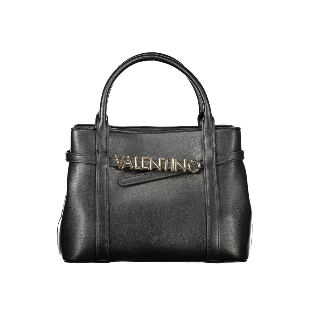 Mario Valentino Black Polyethylene Women Handbag with twin handles and removable shoulder strap for versatile elegance