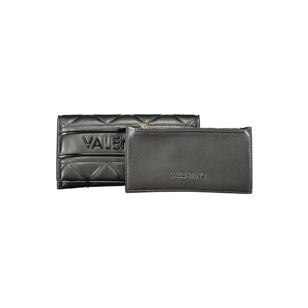Mario Valentino Black Polyethylene Women Wallet with contrasting details and multiple compartments for organized storage.