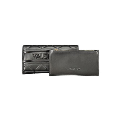 Mario Valentino Black Polyethylene Women Wallet with contrasting details and multiple compartments for organized storage.