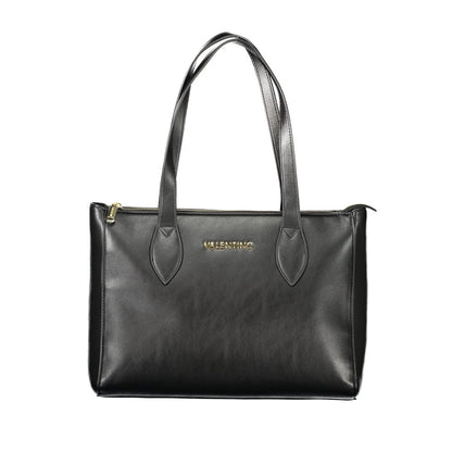 Mario Valentino Black Polyethylene Women Handbag with two handles and zip closure showcasing urban sophistication for stylish storage.
