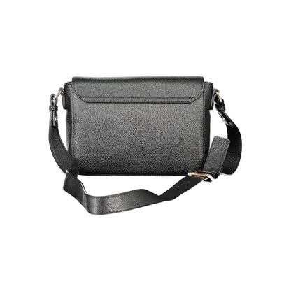 Back view of Mario Valentino Black Polyethylene Women Handbag with adjustable strap and sleek design.