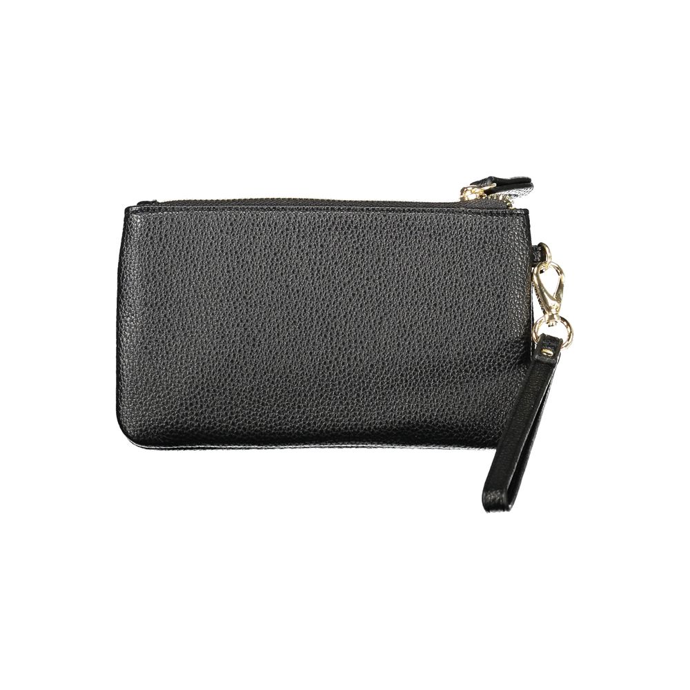 Mario Valentino Black Polyethylene Women Wallet with removable handle and zip closure