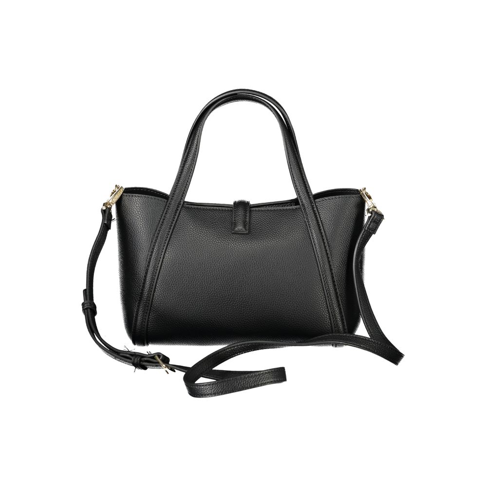 Mario Valentino Black Polyethylene Women Handbag with dual handles and detachable strap.