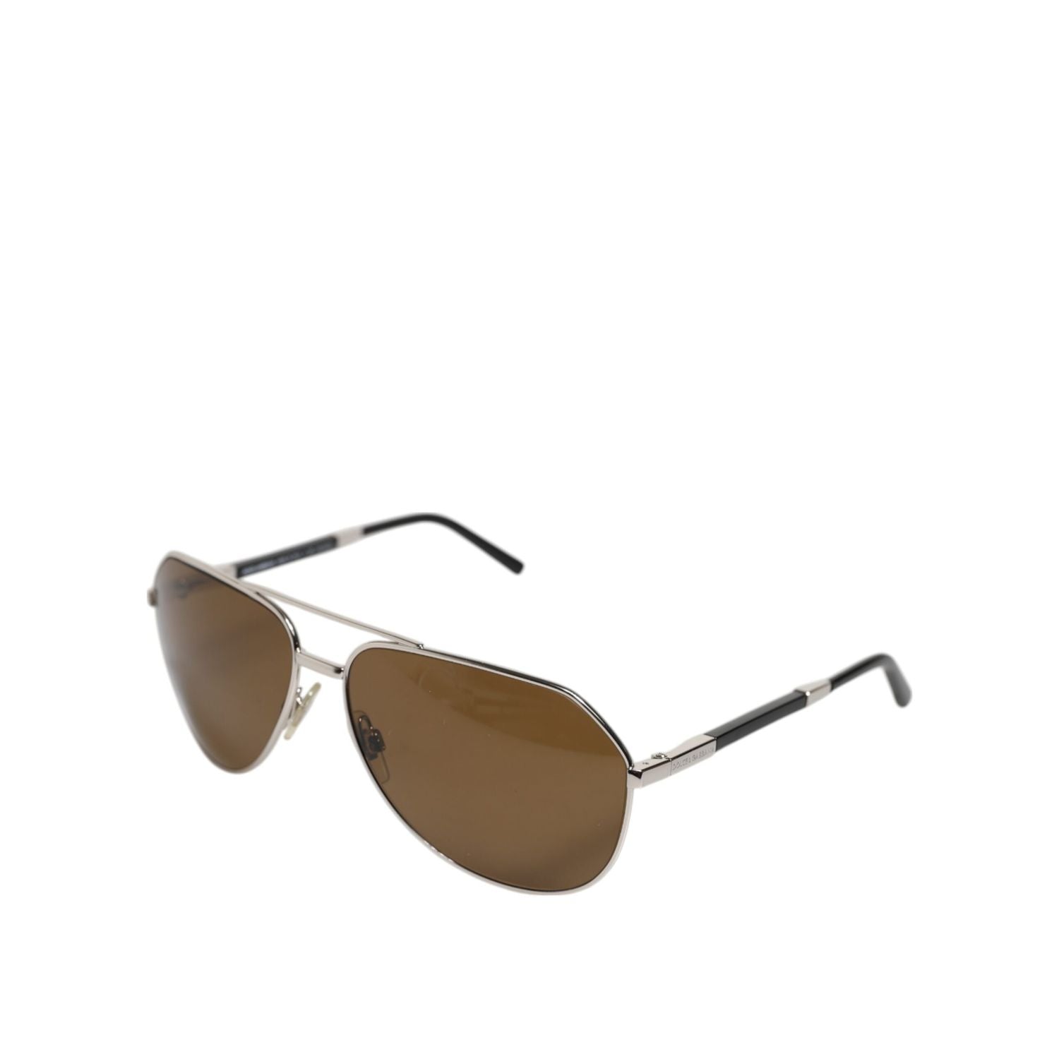 Dolce & Gabbana DG2073 Silver Steel Classic Pilot Brown Lens Sunglasses