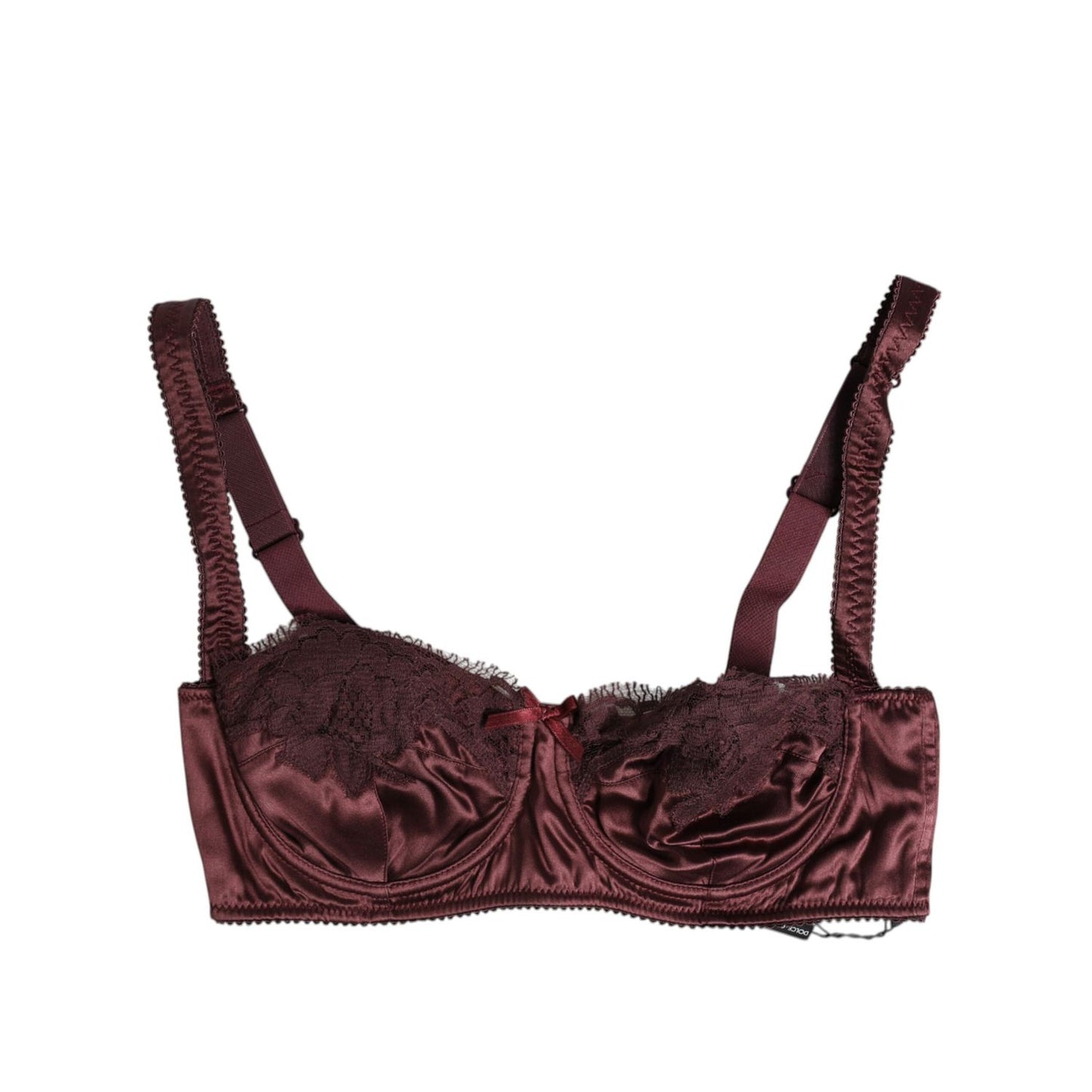 Dolce & Gabbana Burgundy Silk Underwired Balconette Bra Underwear