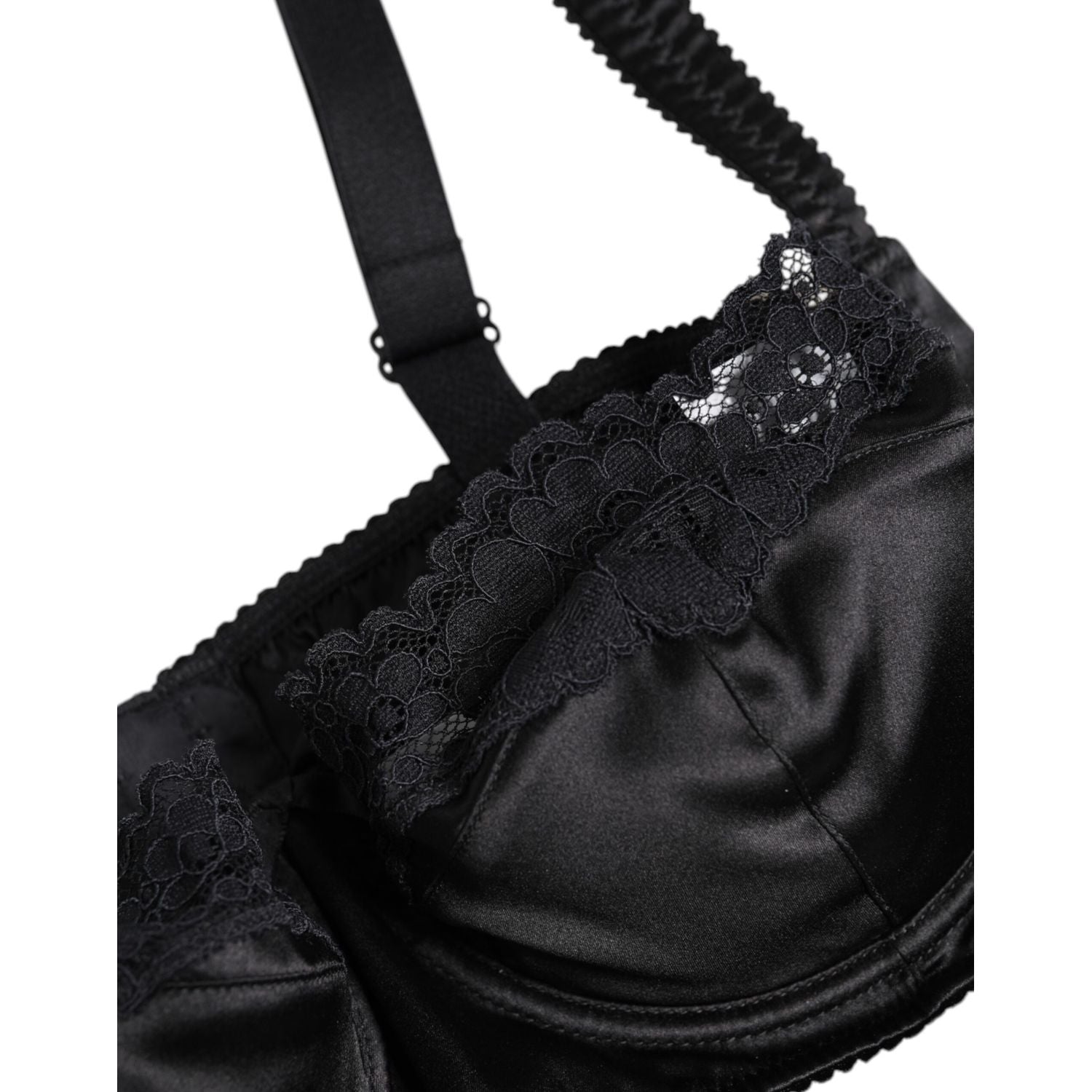 Dolce & Gabbana Black Silk Underwired Balconette Bra Underwear