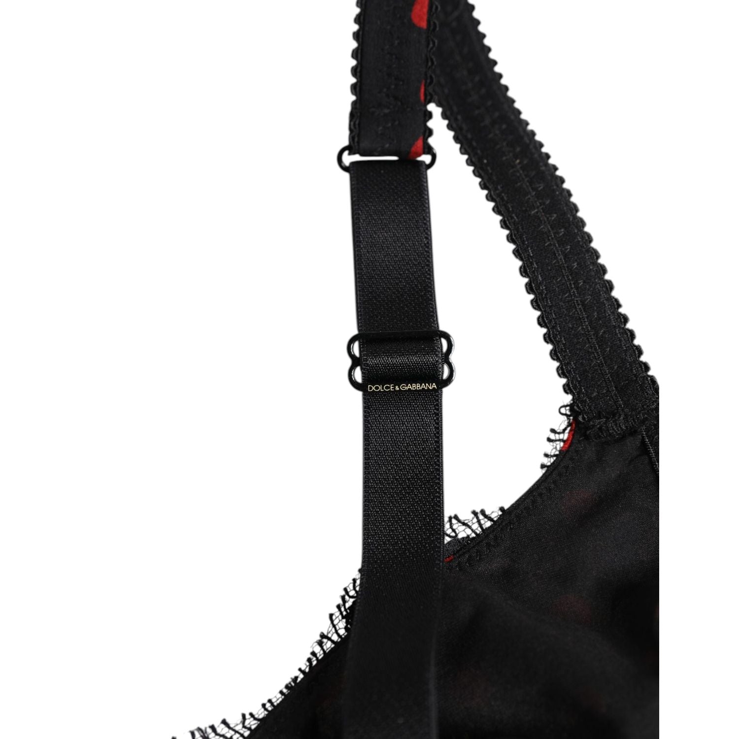 Dolce & Gabbana Black Red Polka Dot Underwired Balconette Underwear