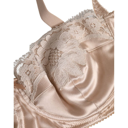 Dolce & Gabbana Biege Silk Underwired Balconette Bra Underwear