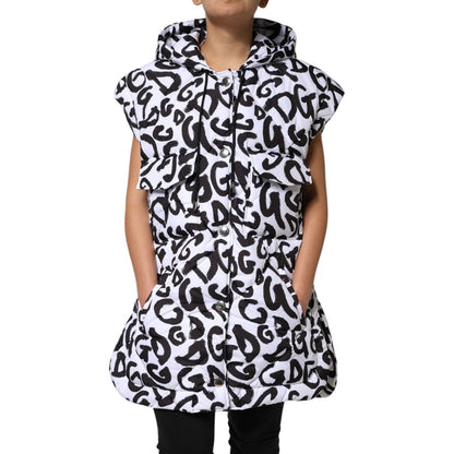 Dolce & Gabbana White DG Mania Hooded Sleeveless Puffer Jacket