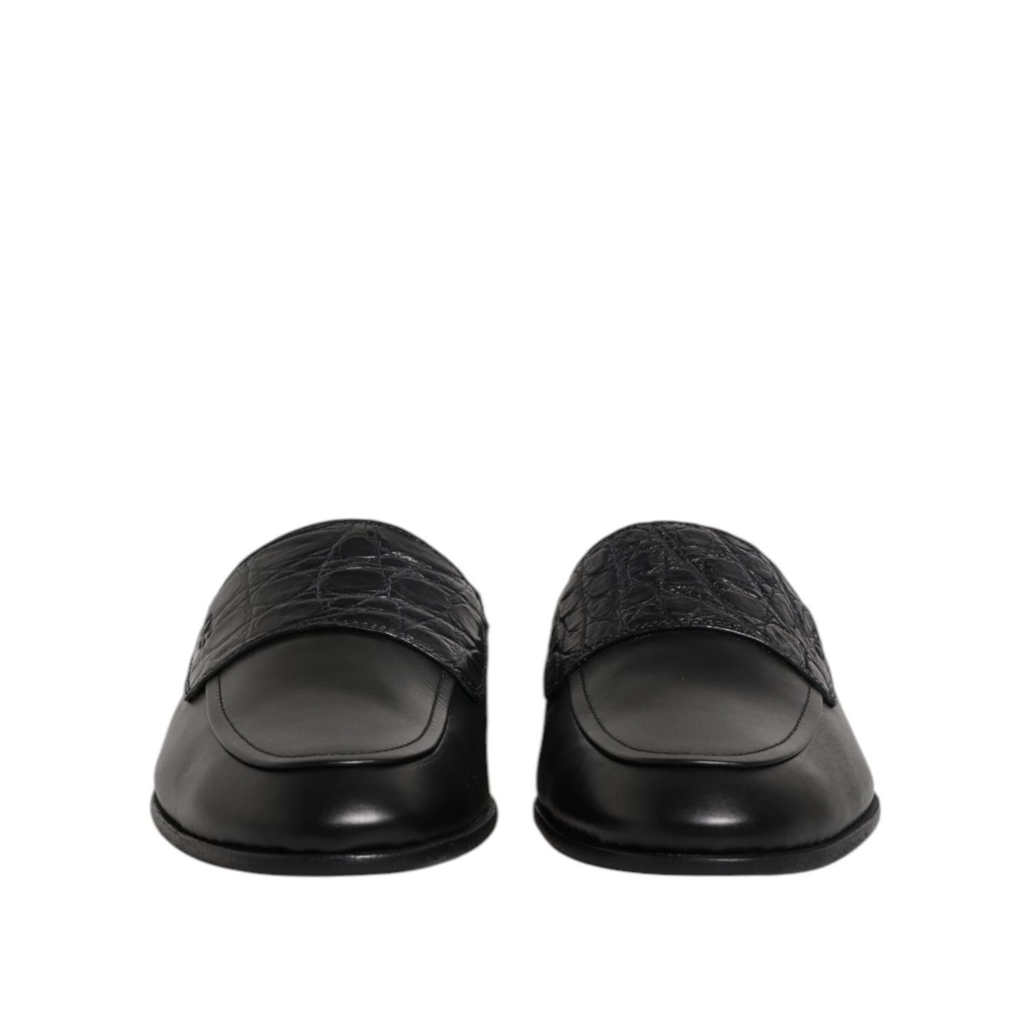 Dolce & Gabbana Black Calfskin Leather Slip On Loafers Shoes