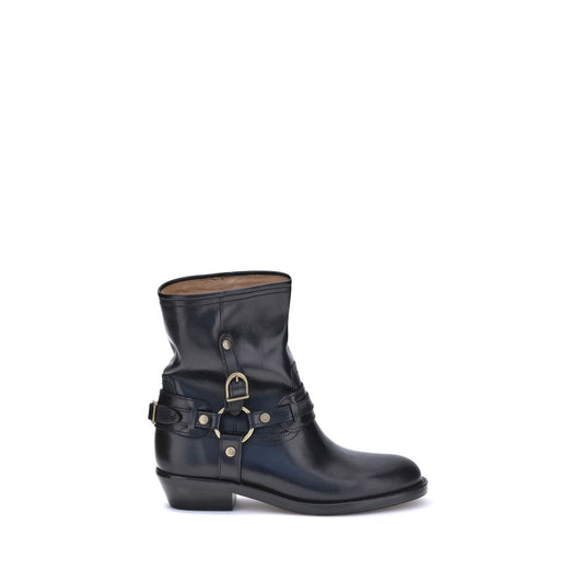Isabel Marant Black Calf Leather Bos Taurus Ankle Boots