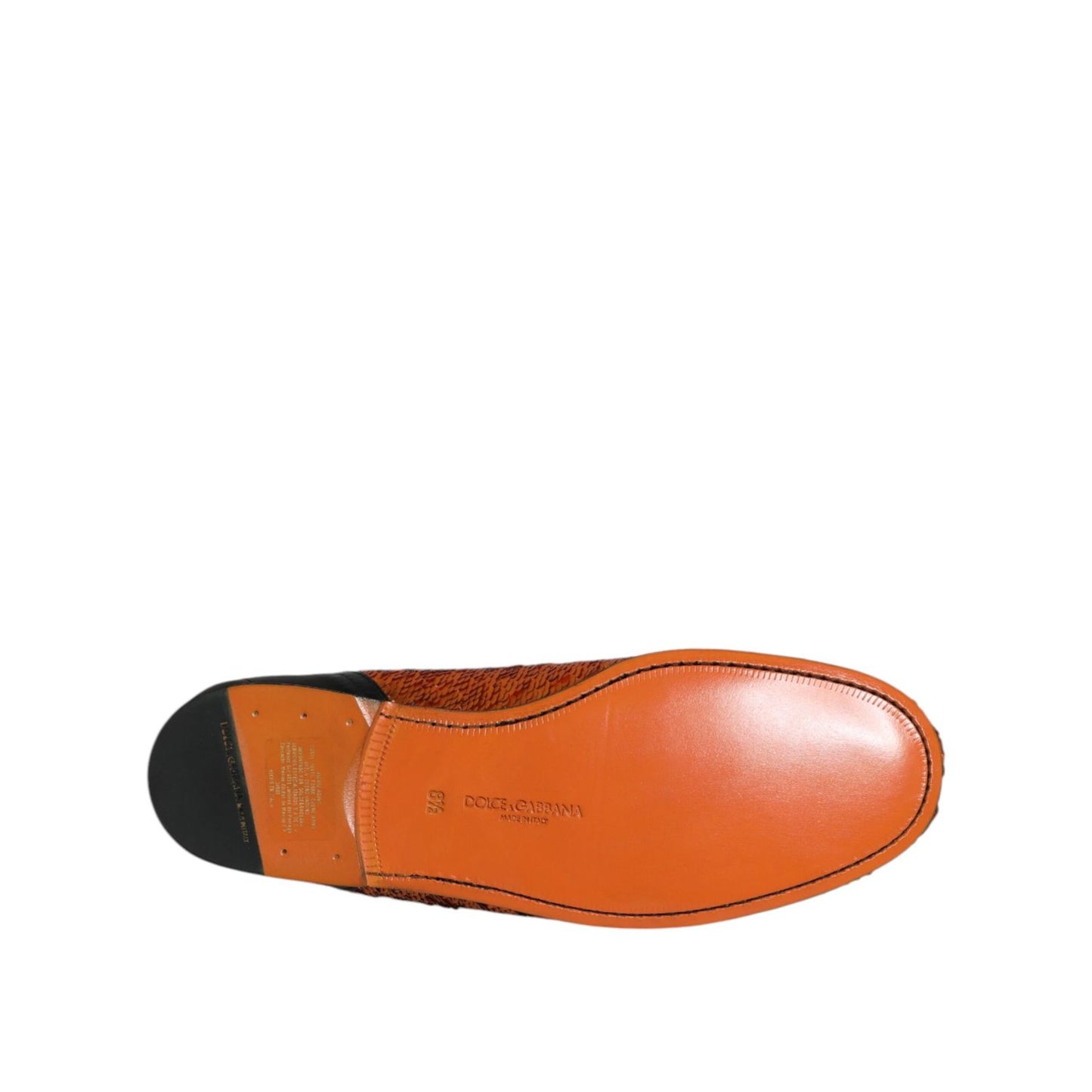 Dolce & Gabbana Orange Sequin Embellished Men Loafers Shoes