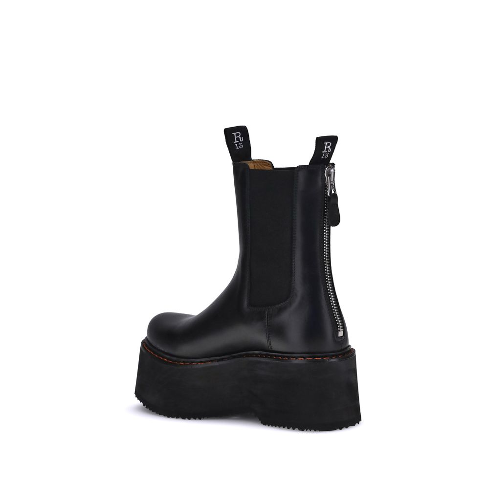 R13 Black Calf Leather Bos Taurus Chelsea Boots