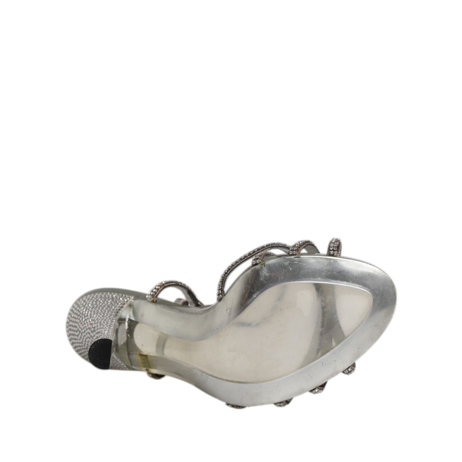 Dolce & Gabbana Silver Strass Ankle Strap Heels Sandals Shoes