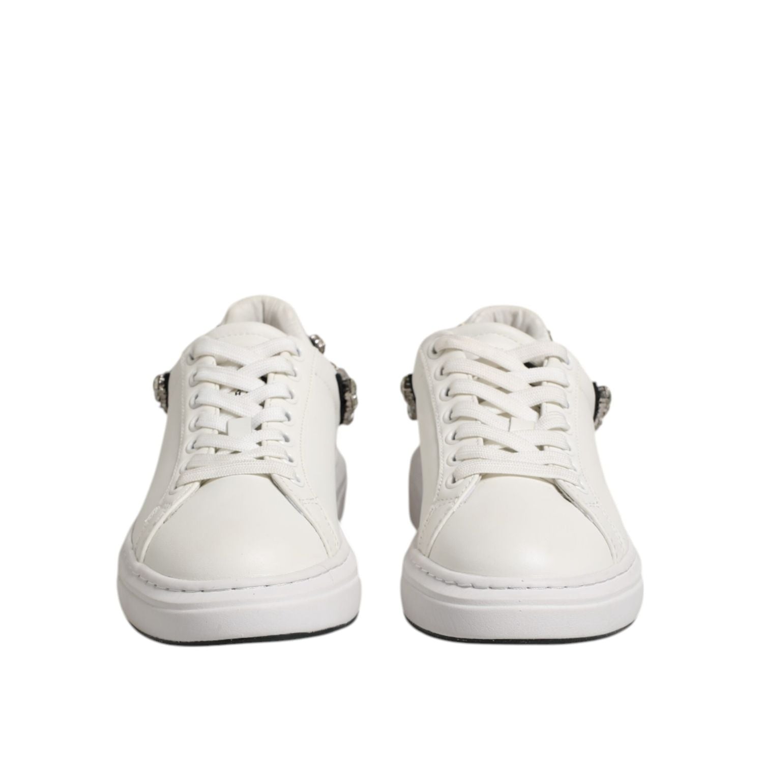 John Richmond White Rhinestone Embellished Sneakers Shoes