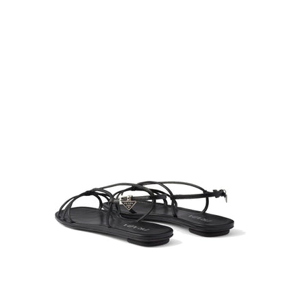 Prada Black Calfskin Sandals