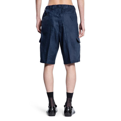 Prada Blue Linen Bermuda Shorts