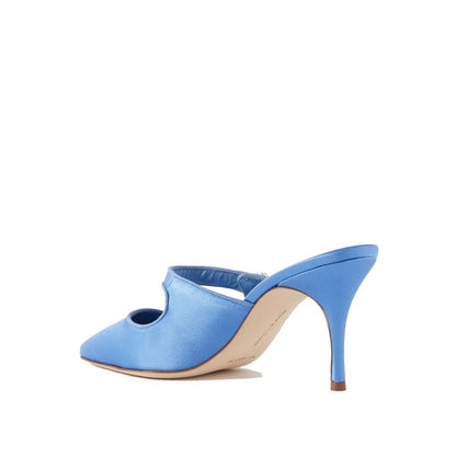 Manolo Blahnik Blue Silk Mules
