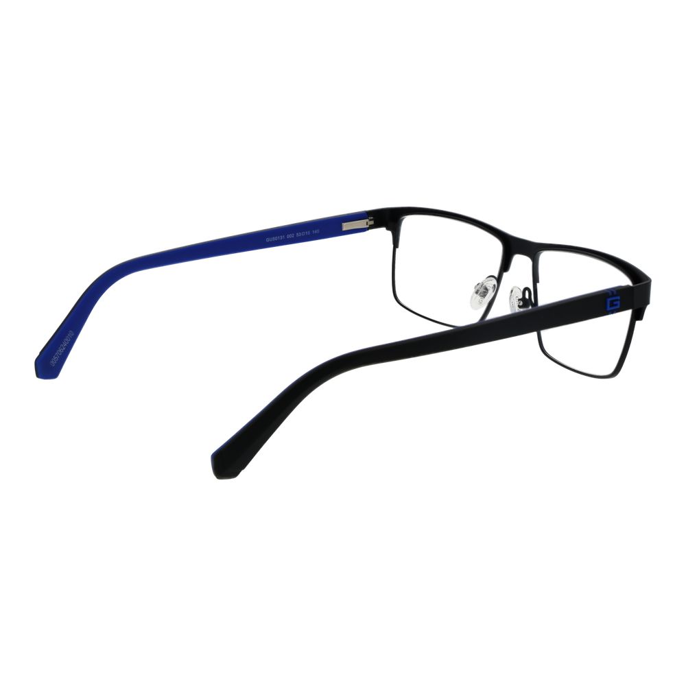 Guess Black Metal Glasses (Frames) for men in full-rim browline style with black metal frame, showcasing side and frontal view.