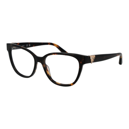 Guess Brown Women Glasses Frame acetate full-rim butterfly style with demo lenses, spring hinge, and branded case included.