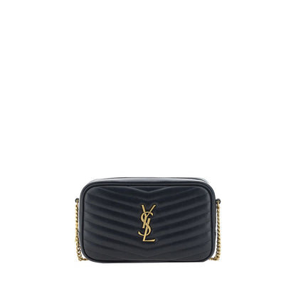 Saint Laurent Black Calf Leather Bos Taurus Shoulder Bag with quilted design and YSL plaque