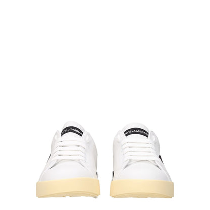 Dolce & Gabbana White Leather Low Top Sneakers