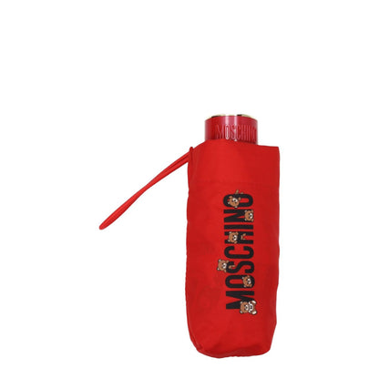 Moschino Red Polyester Umbrella with logo, snap closure, and bright red design, product MPN 8432SUPERMINIC, casual style.